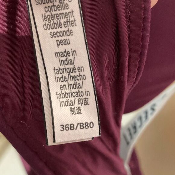 Victoria's Secret Women's Burgundy Logo Lightly Lined Demi T-Shirt Bra Size 36B - Picture 6 of 7